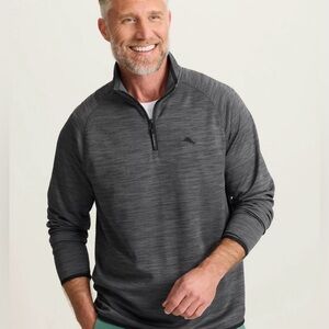 Tommy Bahama Palm Pro Half Zip Island Zone Sweatshirt XXXL Black MSRP $140